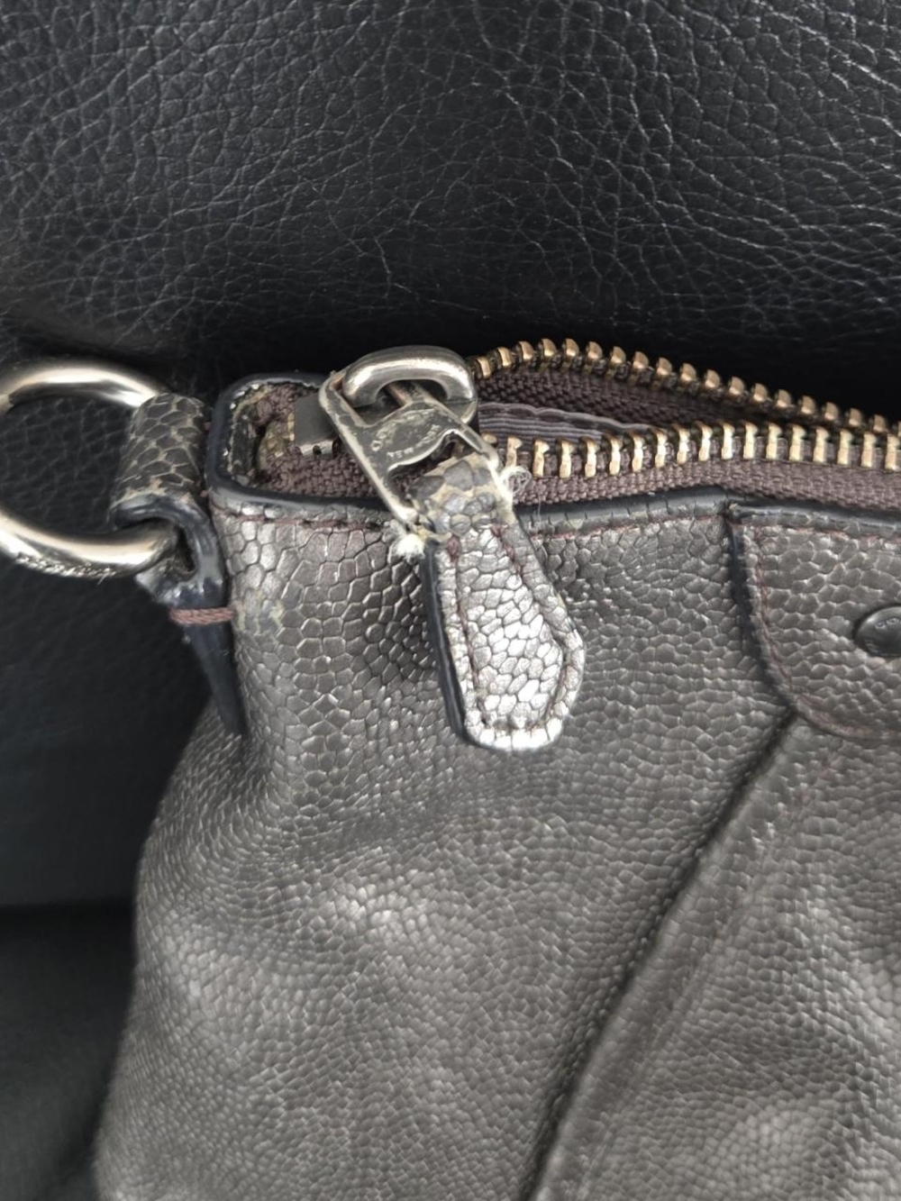 Coach Metallic Pebbled Leather Satchel - Gray Interior - Picture 5 of 6